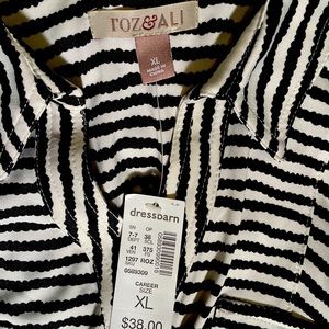 Never worn with sales tag. Roz & Ali Black & white striped blouse. Size XL